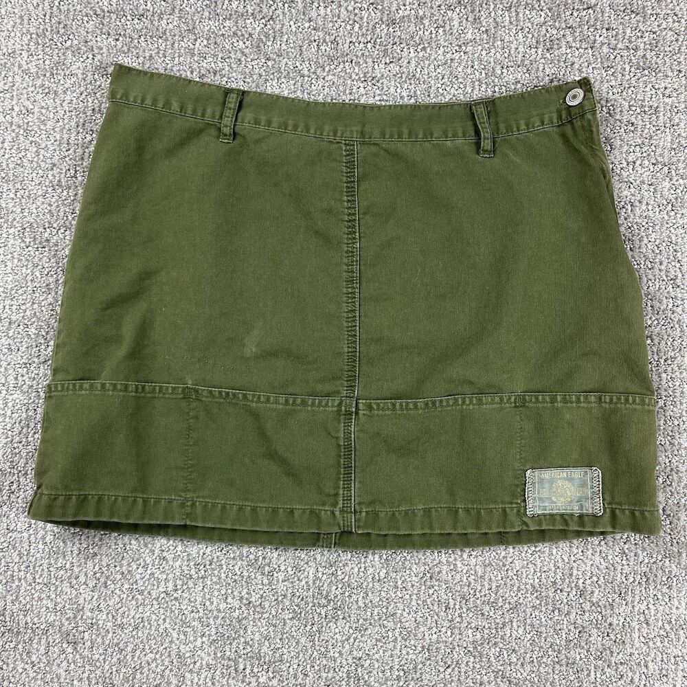 Vintage American Eagle Skirt Womens Twelve Mini Y2K 90s Retro Utility Green